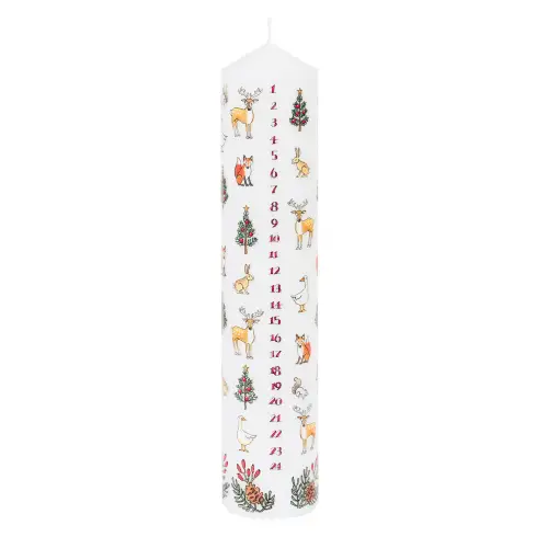 25cm x 5cm Winter Wildlife Pillar Advent Candle - Single