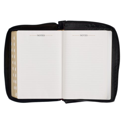 Burgundy and Black Faux Leather King James Version Study Bible with Thumb Index and Zippered Closure