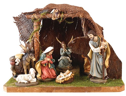 7 Piece 6" Resin Nativity Set with Stable & Lights