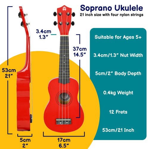 Rocket Series Soprano Red Ukulele With Bag