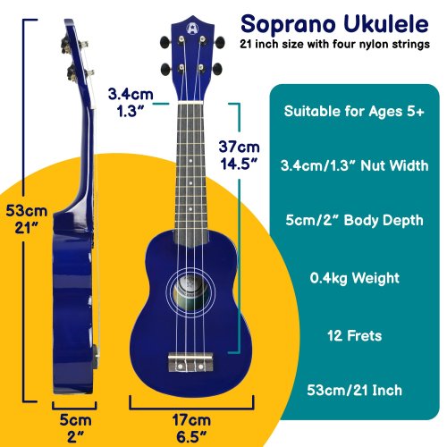 Rocket Series Soprano Blue Ukulele With Bag