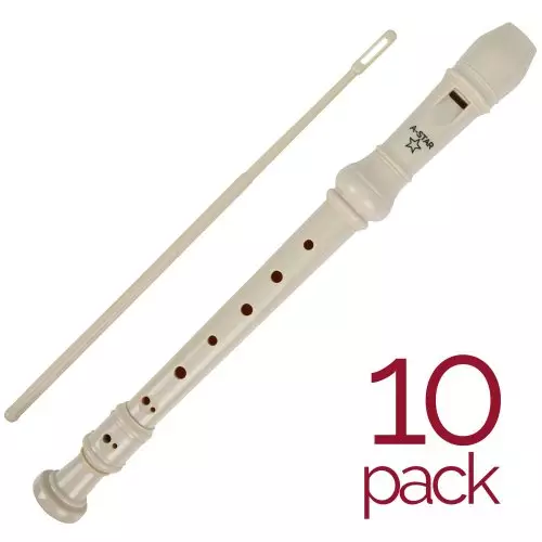 Beige Descant Plastic Recorder - 10 Pack