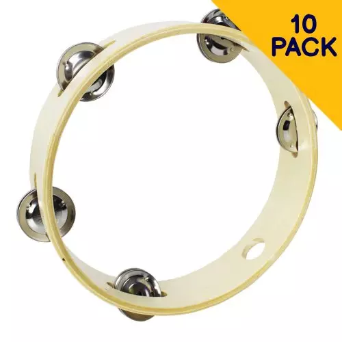 Pack of 10 Headless Tambourines - 8 inch