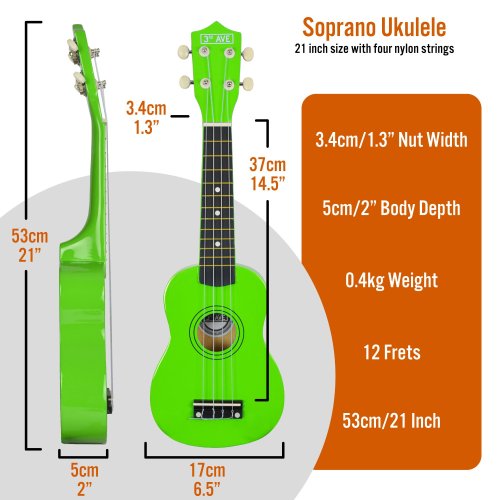 3rd Avenue Soprano Ukulele - Lime Green