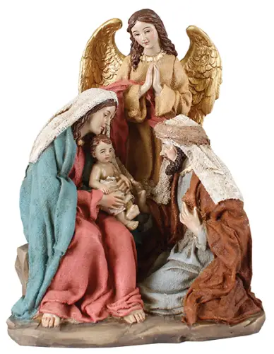 8" Resin Holy Family & Angel Nativity Set