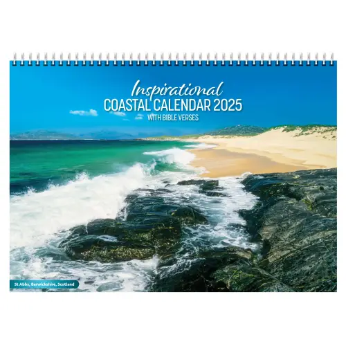 Inspirational Coastal Calendar 2025 with Bible verses on every page
