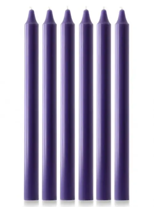 Purple Advent Candle Set (15" x 1 1/18") - Pack of 6 (Over-Dipped)