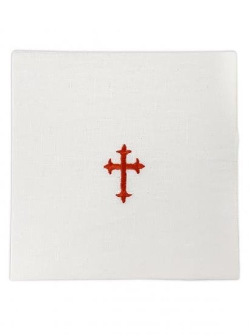 NEW 7" x 7" Chalice Pall -  Linen - Red Cross Design