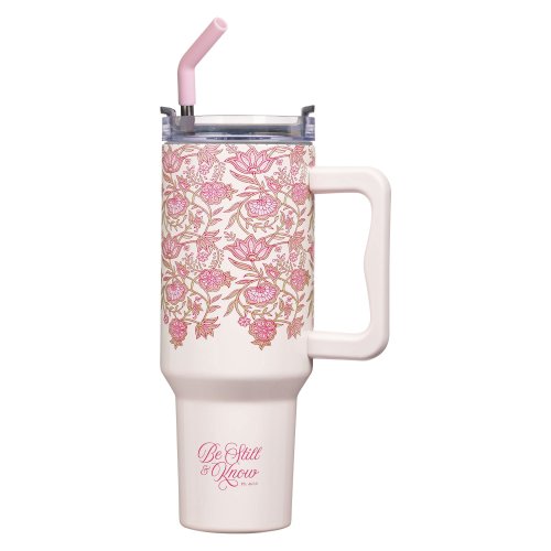 Tumbler w/straw SS Pink Be Still Ps. 46:10