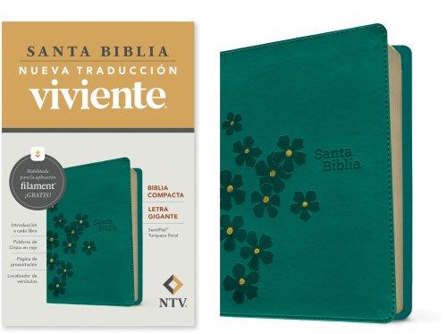 Biblia compacta NTV, letra gigante con Filament  (SentiPiel, Turquesa floral, Letra Roja)