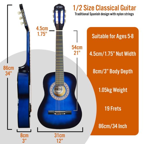 3rd Avenue 1/2 Size Classical Guitar Pack - Blueburst