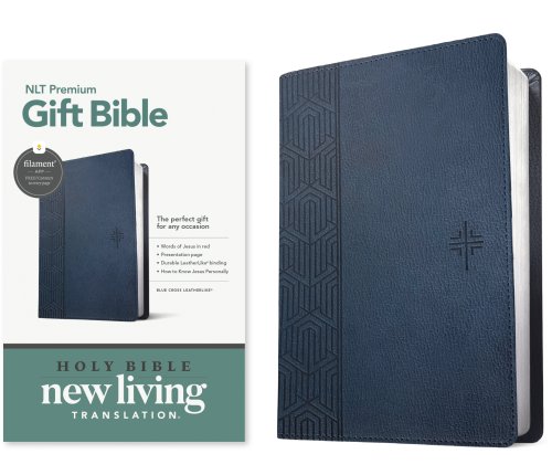 Premium Gift Bible NLT, Filament Enabled (LeatherLike, Blue Cross, Red Letter)