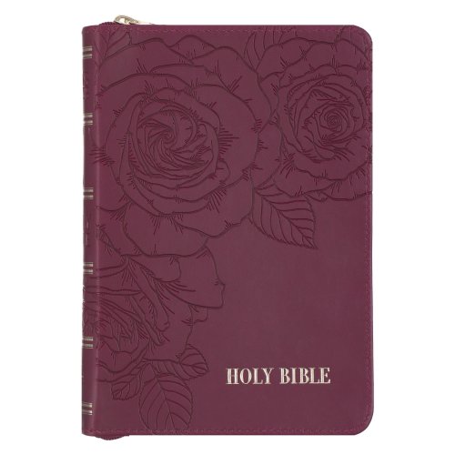 KJV Bible Compact Faux Leather, Merlot w/zipper