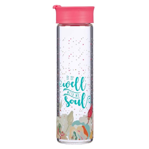 It is Well With My Soul Glass Water Bottle in Salmon Pink