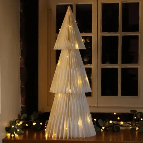 90cm Cream Honeycomb Tree with Warm White LED Lights