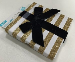 Glitter Gold Striped Boxed Card Holder