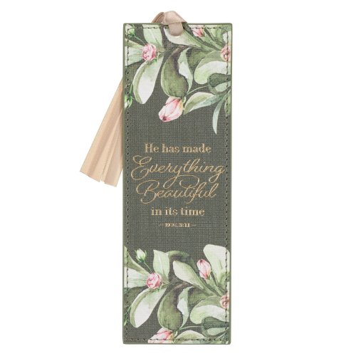 Bookmark-He Has Made Everything Beautiful (Ecclesiastes 3:11)-Green Faux Leather