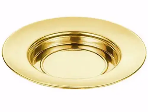 Bread Plate-Polished Steel-Brass Tone