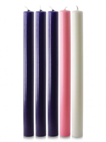 10" x 7/8" Advent Candle Set - Purple, Pink and White