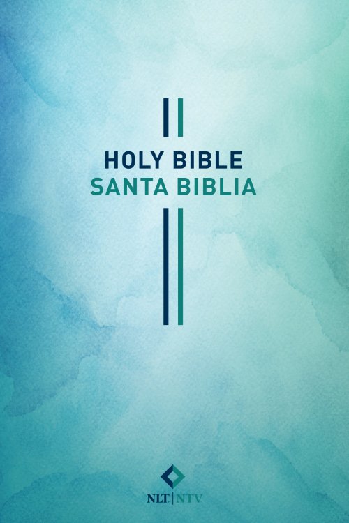 Bilingual Bible / Biblia bilingüe NLT/NTV (Softcover, Blue Watercolor)