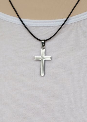 Urban' Cross Pendant on Leather Cord