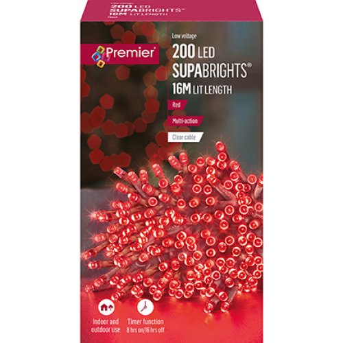 200 Red LED Supabrights Plug In Lights