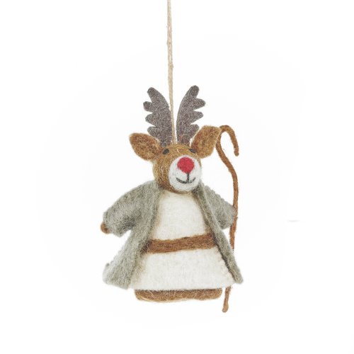 Handmade Felt Woodland Nativity (Set of 9) Hanging Decorations in a bag