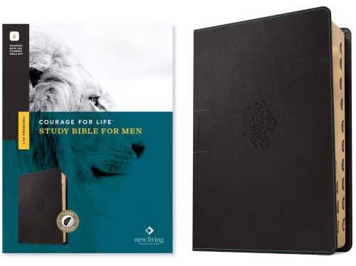 NLT Courage For Life Study Bible for Men, Filament Enabled (LeatherLike, Onyx Lion, Indexed)