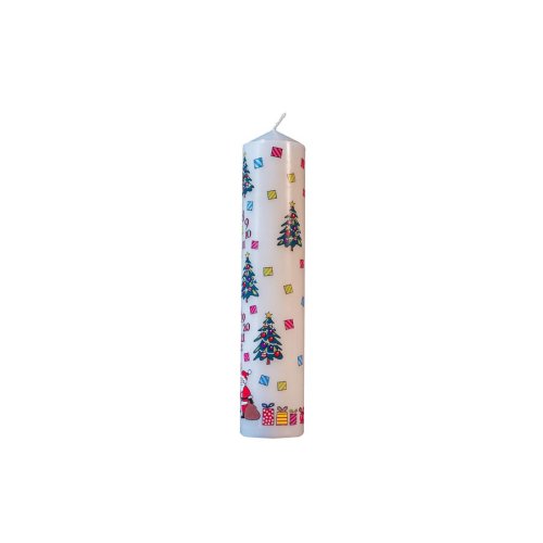 25cm x 5cm Christmas Trees Pillar Advent Candle - Single