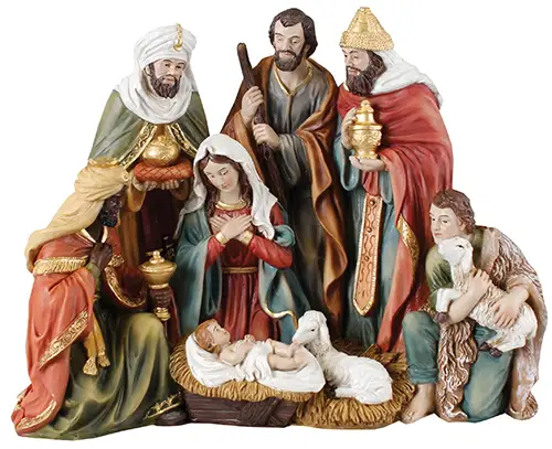 8" Resin Holy Family, 3 Kings & Shepherd Nativity Set