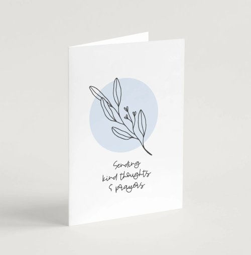 'Kind Thoughts & Prayers' (Flora) with bible verse A6 Sympathy Card