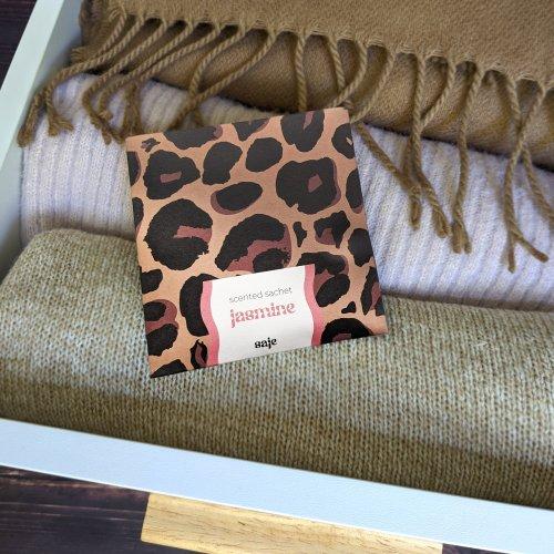 Scented Drawer Sachets (Jasmine) In Printed Box - Leopard Print