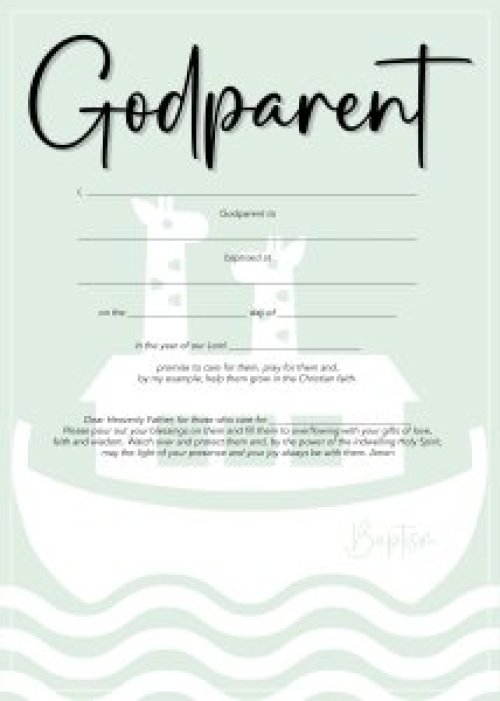 Godparent Certificate - Ark - 10 pack