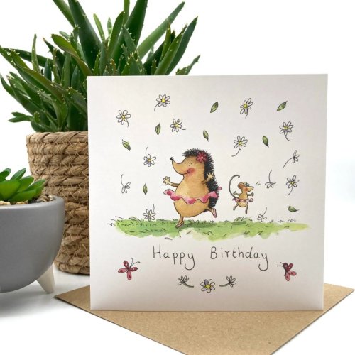 Hedgehog and Mouse Birthday Single Card