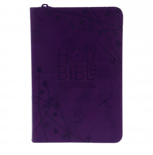 ESV Anglicised Compact, Bible, Purple, Imitation Leather, Gift Edition with Zip, Concordance, Gilt edge pages, Ribbon marker, Presentation page