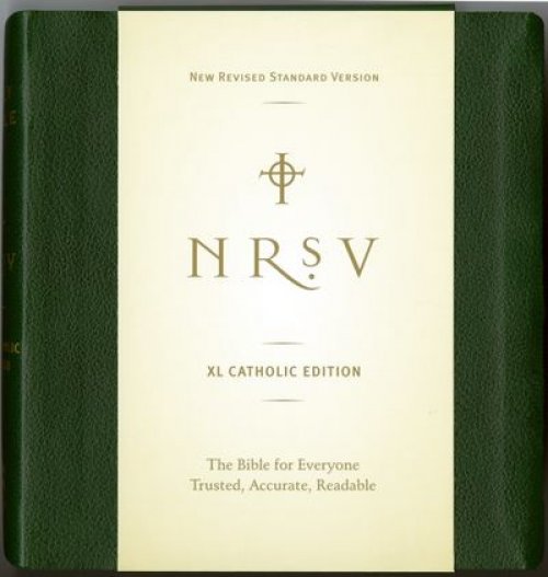 NRSV Extra Large Print Catholic Edition Green Imitation Leather Ribbon Marker Concordance Clear Text