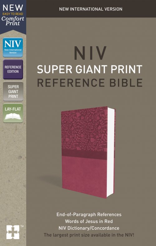 NIV, Super Giant Print Reference Bible, Giant Print, Imitation Leather, Pink, Red Letter Edition