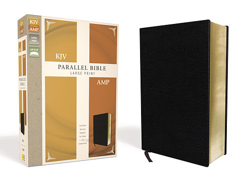 KJV, Amplified, Parallel Bible - Large Print, Bonded Leather, Black, Red Letter Edition