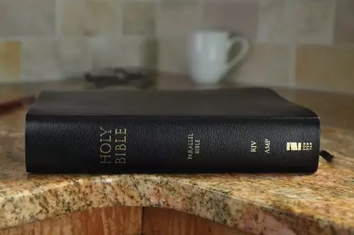 KJV, Amplified, Parallel Bible - Large Print, Bonded Leather, Black, Red Letter Edition