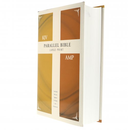 KJV Amplified Parallel Bible Orange Hardback Large Print Study Two-Column Format Red Letter Bible