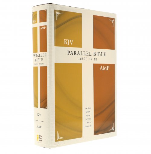 KJV Amplified Parallel Bible Orange Hardback Large Print Study Two-Column Format Red Letter Bible