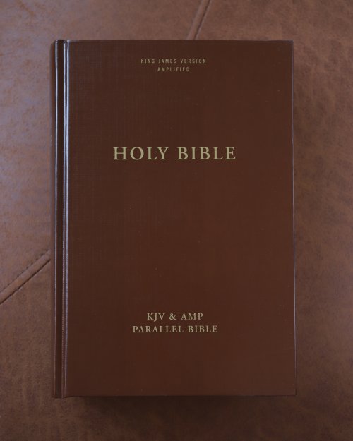 KJV Amplified Parallel Bible Orange Hardback Large Print Study Two-Column Format Red Letter Bible