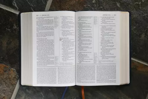 NASB, The Grace and Truth Study Bible (Trustworthy and Practical Insights), Leathersoft, Navy, Red Letter, 1995 Text, Comfort Print