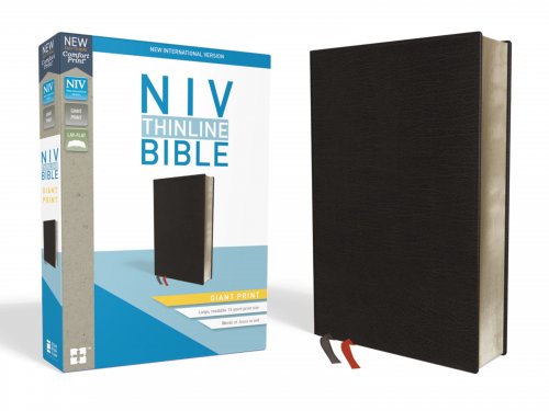 NIV, Thinline Bible, Giant Print, Bonded Leather, Black, Red Letter Edition