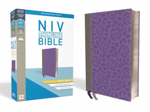 NIV Thinline Bible, Giant Print, Imitation Leather, Gray/Purple, Red Letter Edition