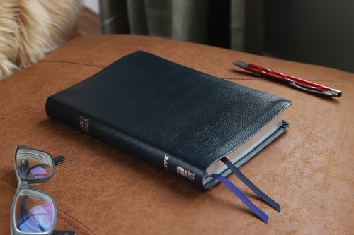 NIV, Thinline Bible, Bonded Leather, Navy, Red Letter Edition, Ribbon Marker