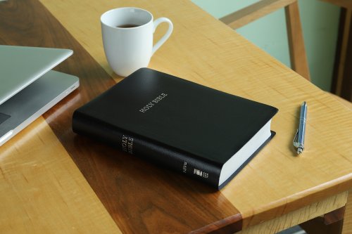 NIV, Reference Bible, Giant Print, Leather-Look, Black, Red Letter,