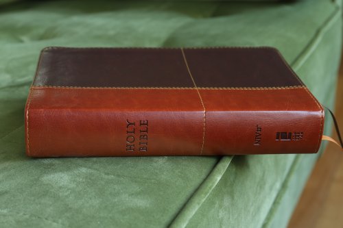 NIV, Personal Size Reference Bible, Large Print, Leathersoft, Tan/Brown, Red Letter, Thumb Indexed, Comfort Print