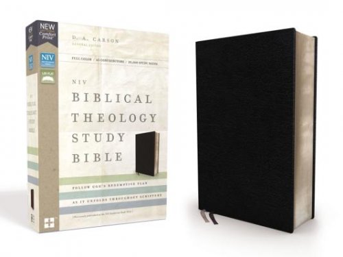 NIV, Biblical Theology Study Bible (Trace the Themes of Scripture), Bonded Leather, Black, Comfort Print