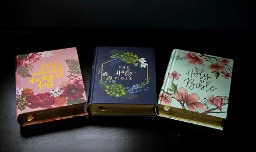 NIV, Artisan Collection Bible, Women’s Bible with Journaling Space, Cloth over Board, Pink Floral, Designed Edges under Gilding, Red Letter, Comfort Print